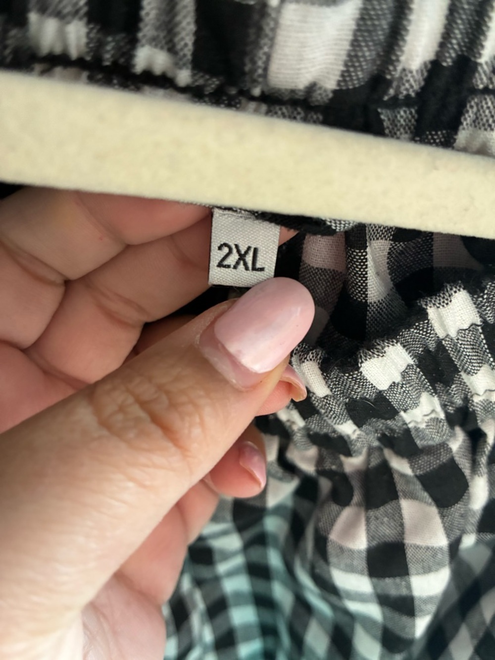 Gingham Wide Leg Pants - Black & White - Picture 4 of 5